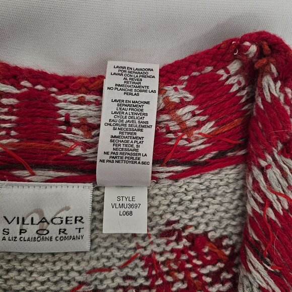 Villager Sport Liz Claiborne Angora Full Zip Cardigan Christmas Sweater Size XL - Picture 10 of 13